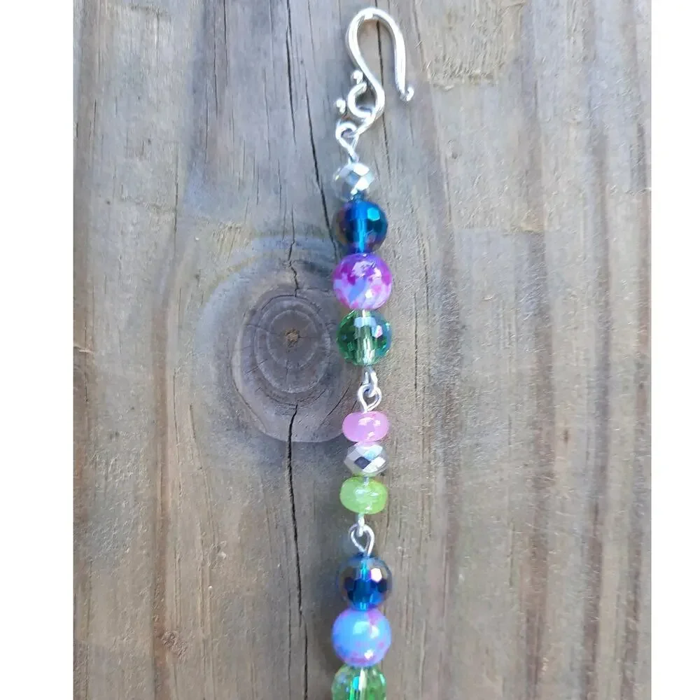 Artisan Ceramic Heart Beaded Suncatcher JOY Vibrant Crystals Diffuser Floral NEW
